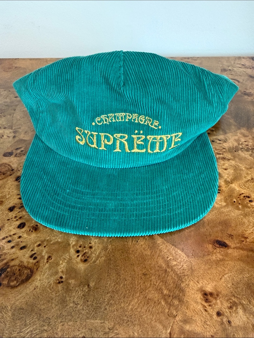 Brand SS2024 New Supreme Champagne Corduroy snap back hat with Yellow Embroidery